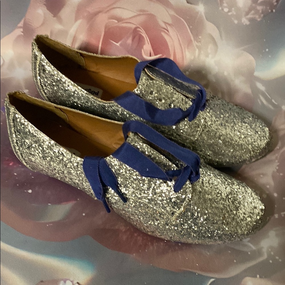 Not Rated Silver and Blue Glitter Loafers